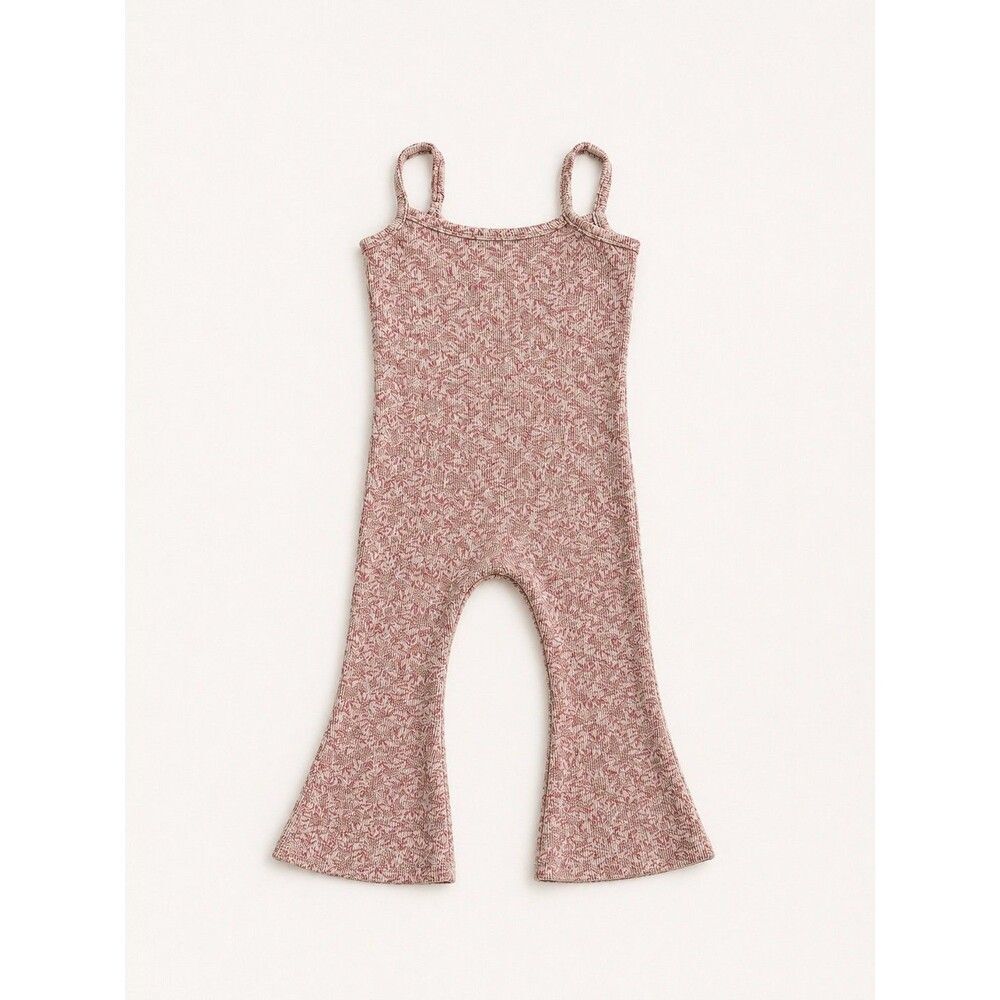 Jessica Simpson 2T Bell Bottom Romper Floral Pink  Ribbed Boho Jumpsuit